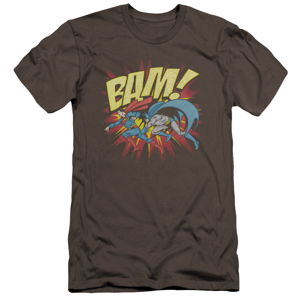 AN OFFCIALLY LICENSED DC BAM MEN'S PREMIUM SLIM FIT T-SHIRT CHARCOAL