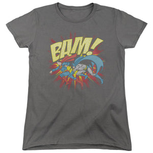 AN OFFCIALLY LICENSED DC BAM WOMEN'S REGULAR FIT T-SHIRT CHARCOAL