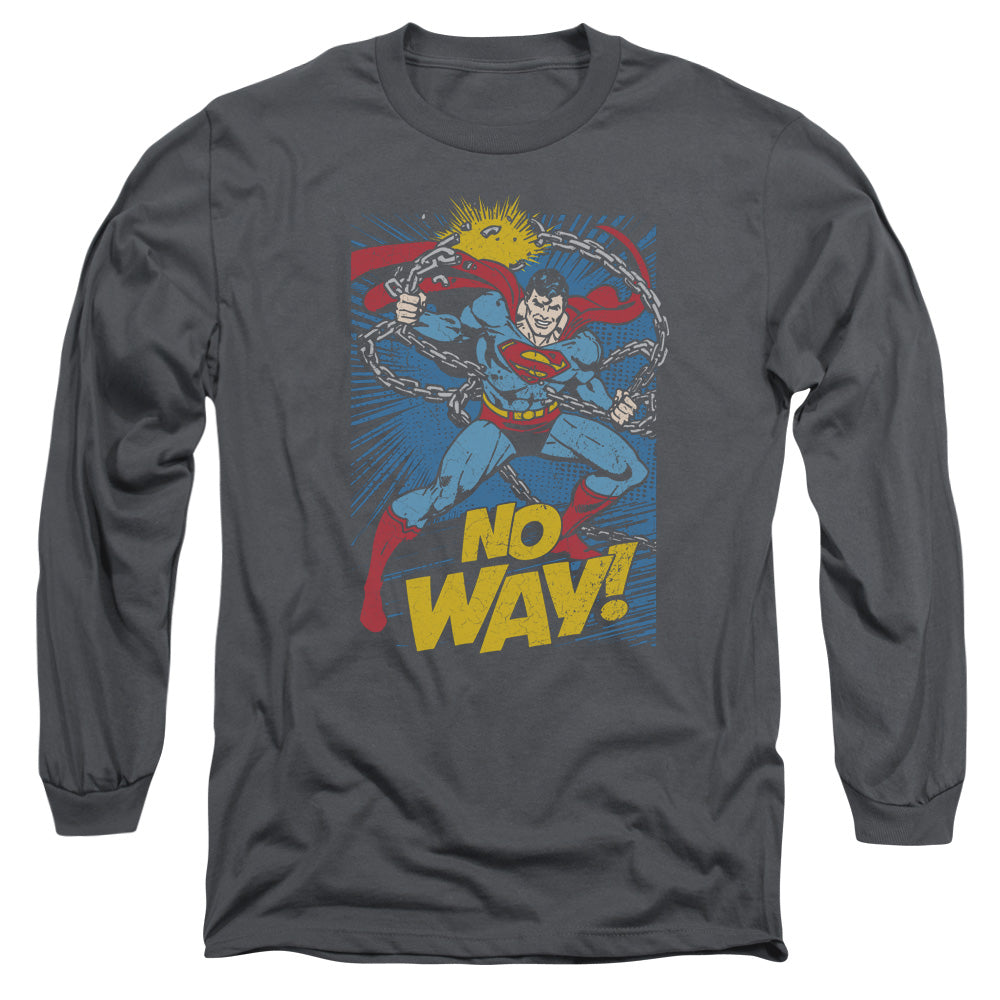 AN OFFCIALLY LICENSED DC NO WAY MEN'S LONG SLEEVE T-SHIRT CHARCOAL