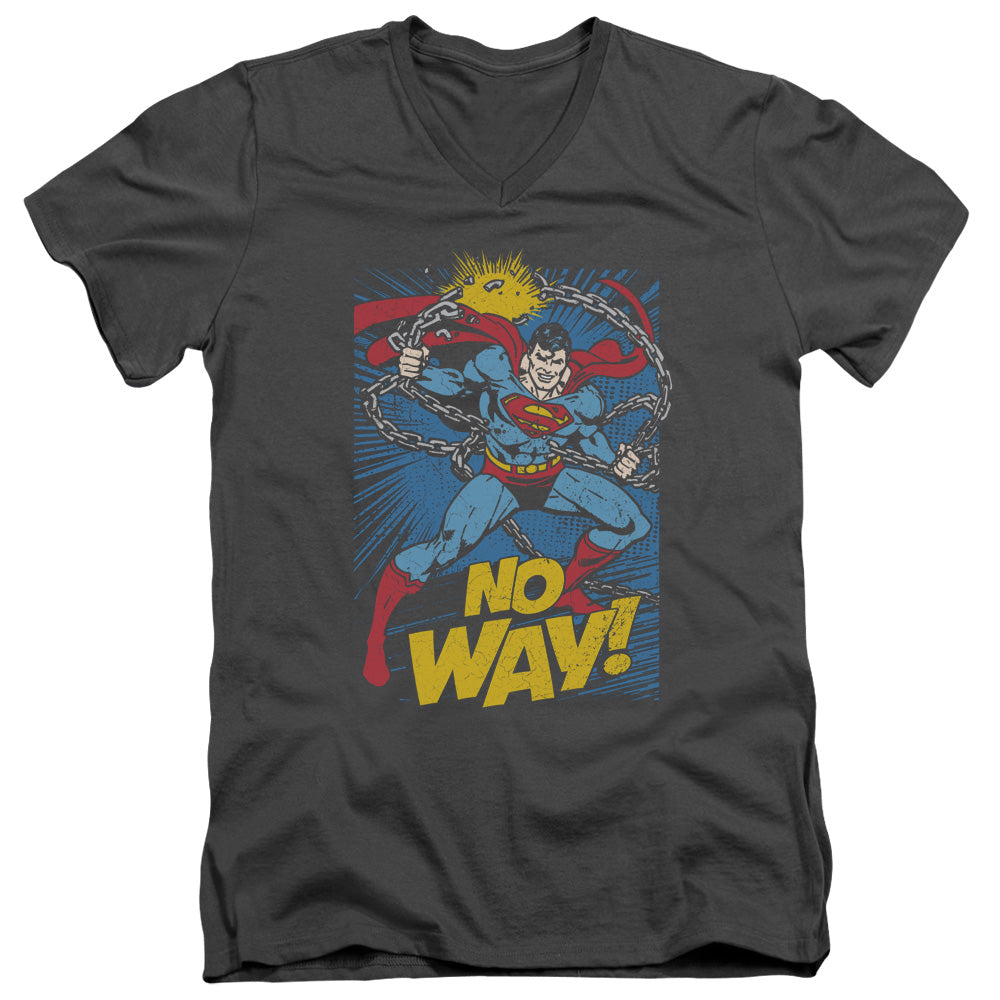 AN OFFCIALLY LICENSED DC NO WAY MEN'S V-NECK T-SHIRT CHARCOAL
