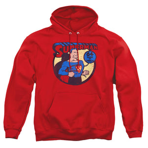 AN OFFCIALLY LICENSED DC SUPERMAN 64 ADULT UNISEX PULLOVER HOODIE RED