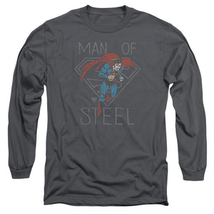 AN OFFCIALLY LICENSED DC HARDENED HEART MEN'S LONG SLEEVE T-SHIRT CHARCOAL