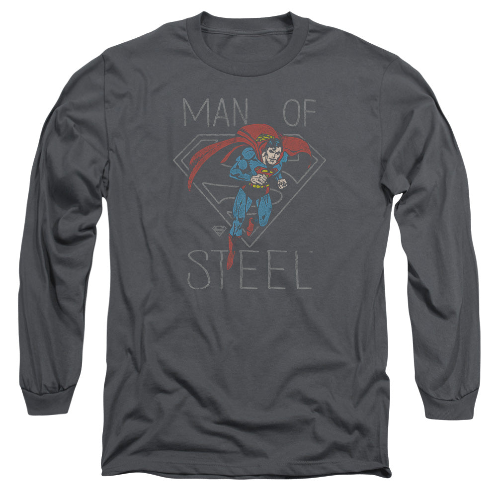AN OFFCIALLY LICENSED DC HARDENED HEART MEN'S LONG SLEEVE T-SHIRT CHARCOAL