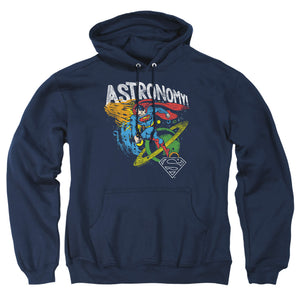 AN OFFCIALLY LICENSED DC ASTRONOMY ADULT UNISEX PULLOVER HOODIE NAVY