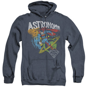 AN OFFCIALLY LICENSED DC ASTRONOMY ADULT UNISEX HEATHER PULLOVER HOODIE NAVY