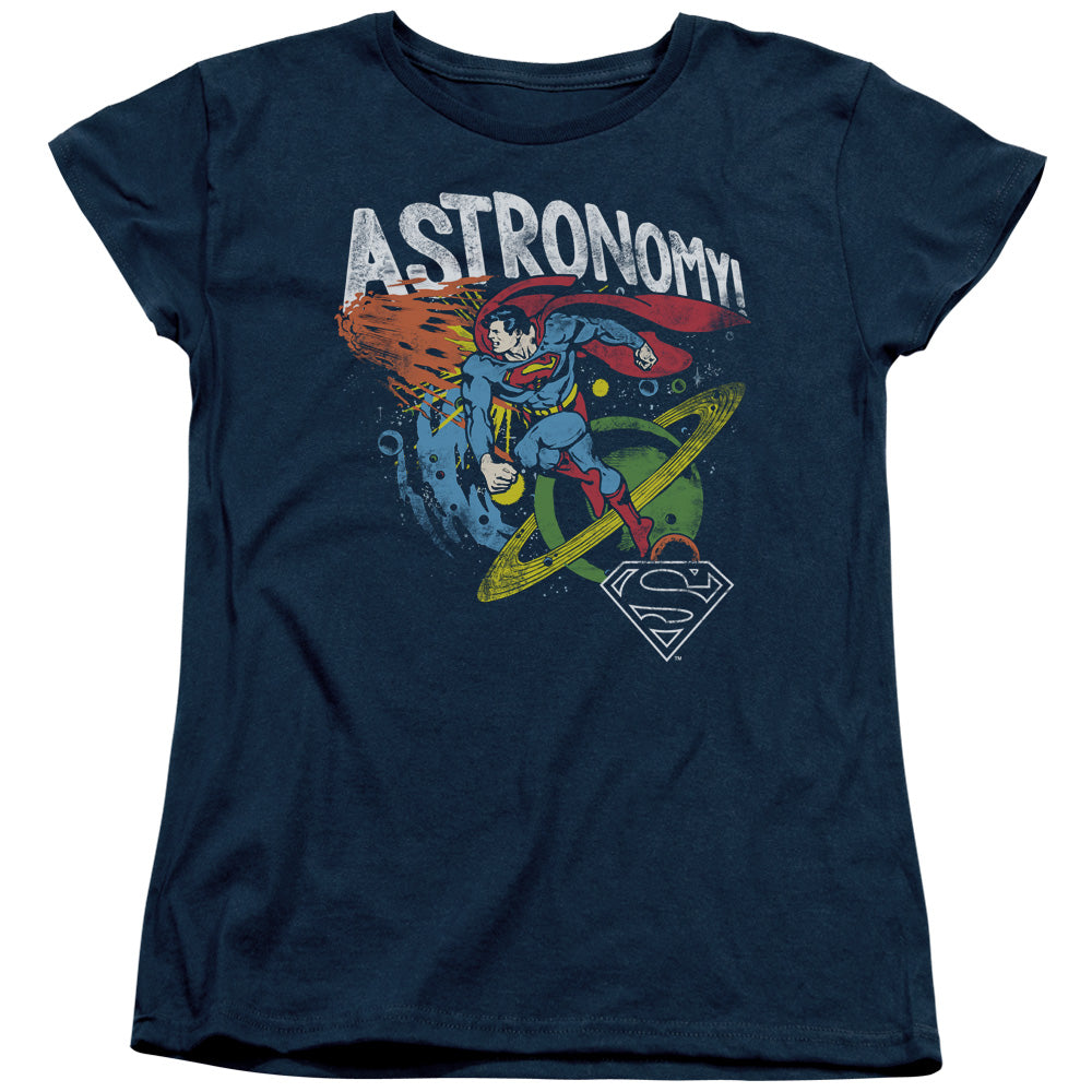 AN OFFCIALLY LICENSED DC ASTRONOMY WOMEN'S REGULAR FIT T-SHIRT NAVY