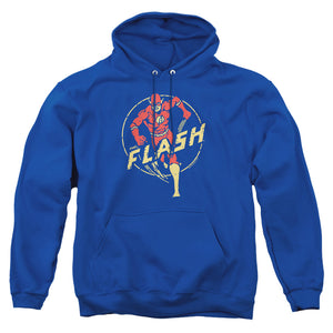 AN OFFCIALLY LICENSED DC FLASH FLASH COMICS ADULT UNISEX PULLOVER HOODIE ROYAL