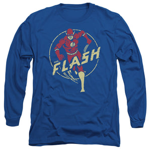 AN OFFCIALLY LICENSED DC FLASH FLASH COMICS MEN'S LONG SLEEVE T-SHIRT ROYAL