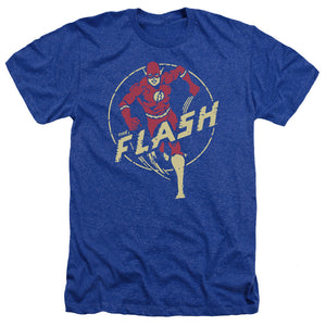 AN OFFCIALLY LICENSED DC FLASH FLASH COMICS MEN'S HEATHER T-SHIRT ROYAL