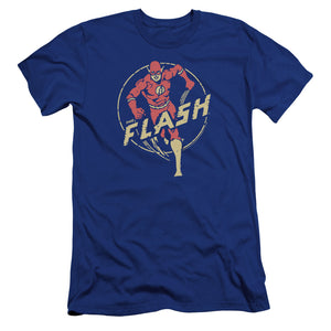 AN OFFCIALLY LICENSED DC FLASH FLASH COMICS MEN'S PREMIUM SLIM FIT T-SHIRT ROYAL