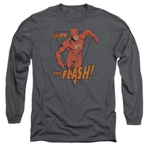 AN OFFCIALLY LICENSED DC FLASH WHIRLWIND MEN'S LONG SLEEVE T-SHIRT CHARCOAL