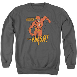 AN OFFCIALLY LICENSED DC FLASH WHIRLWIND ADULT UNISEX CREWNECK SWEATSHIRT CHARCOAL