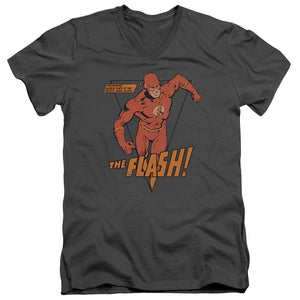 AN OFFCIALLY LICENSED DC FLASH WHIRLWIND MEN'S V-NECK T-SHIRT CHARCOAL