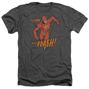 AN OFFCIALLY LICENSED DC FLASH WHIRLWIND MEN'S HEATHER T-SHIRT CHARCOAL