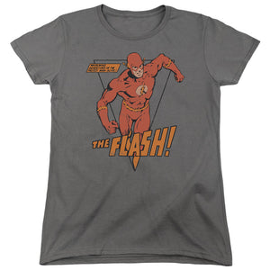 AN OFFCIALLY LICENSED DC FLASH WHIRLWIND WOMEN'S REGULAR FIT T-SHIRT CHARCOAL