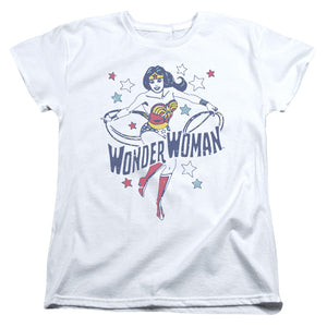 AN OFFCIALLY LICENSED DC WONDER STARS WOMEN'S REGULAR FIT T-SHIRT WHITE