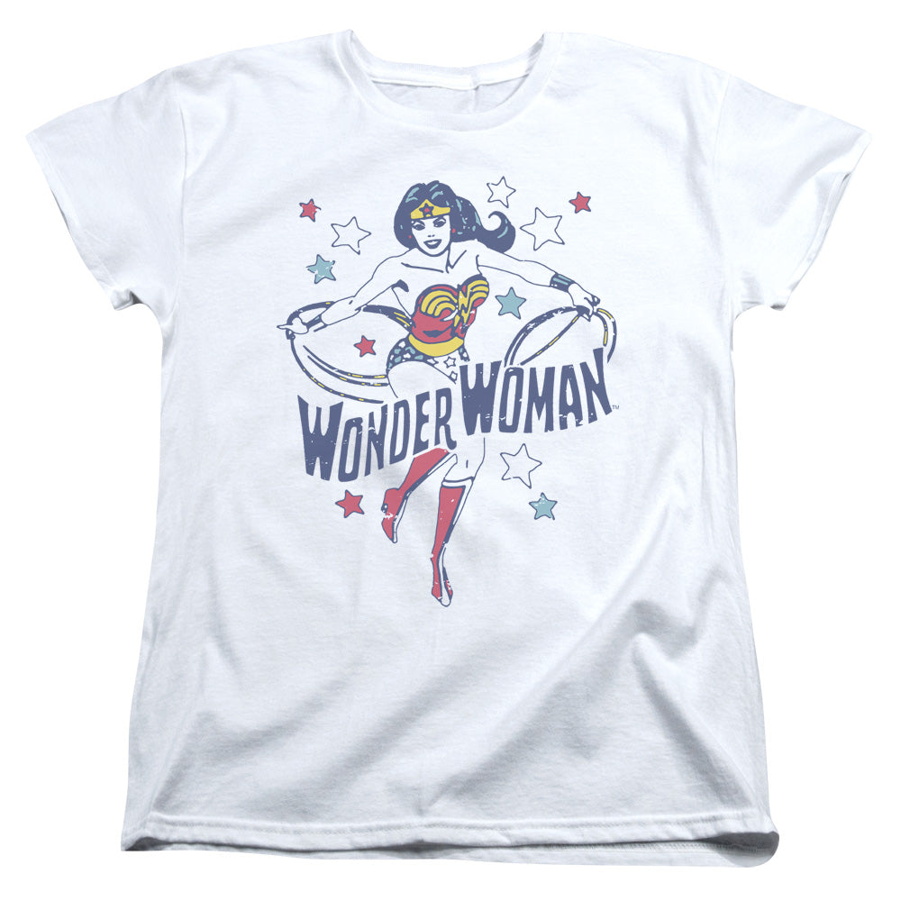 AN OFFCIALLY LICENSED DC WONDER STARS WOMEN'S REGULAR FIT T-SHIRT WHITE