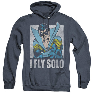 AN OFFCIALLY LICENSED DC FLY SOLO ADULT UNISEX HEATHER PULLOVER HOODIE NAVY