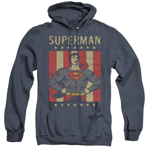 AN OFFCIALLY LICENSED DC RETRO LIBERTY ADULT UNISEX HEATHER PULLOVER HOODIE NAVY