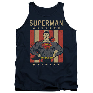 AN OFFCIALLY LICENSED DC RETRO LIBERTY ADULT UNISEX TANK TOP NAVY
