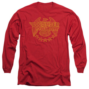 AN OFFCIALLY LICENSED DC WONDER EAGLE MEN'S LONG SLEEVE T-SHIRT RED
