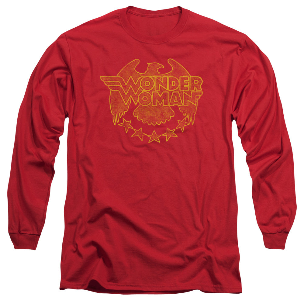 AN OFFCIALLY LICENSED DC WONDER EAGLE MEN'S LONG SLEEVE T-SHIRT RED