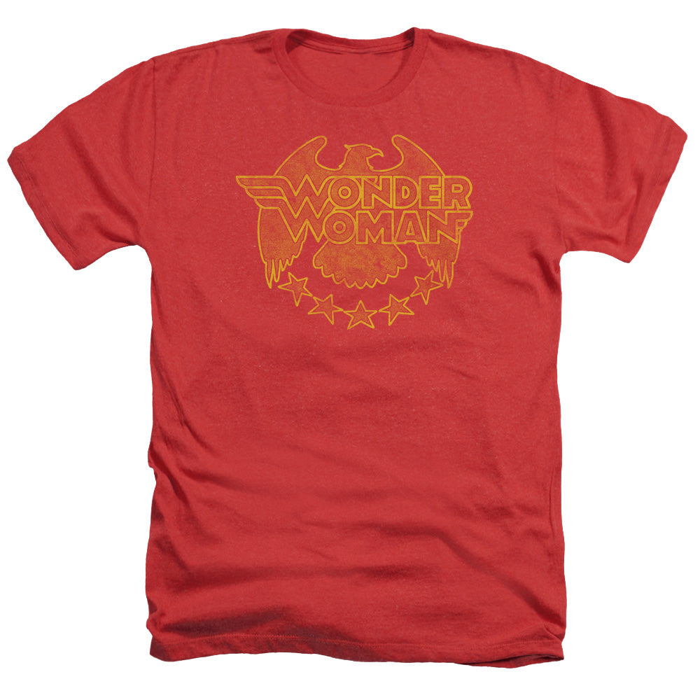 AN OFFCIALLY LICENSED DC WONDER EAGLE MEN'S HEATHER T-SHIRT RED