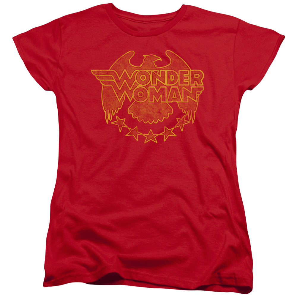 AN OFFCIALLY LICENSED DC WONDER EAGLE WOMEN'S REGULAR FIT T-SHIRT RED