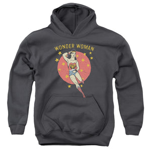 AN OFFCIALLY LICENSED DC WONDER CIRCLE YOUTH HOODIE CHARCOAL