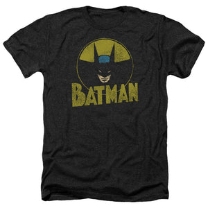 AN OFFCIALLY LICENSED DC CIRCLE BAT MEN'S HEATHER T-SHIRT CHARCOAL