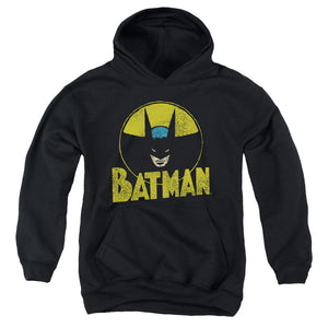 AN OFFCIALLY LICENSED DC CIRCLE BAT YOUTH HOODIE BLACK