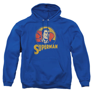 AN OFFCIALLY LICENSED DC SUPER CIRCLE ADULT UNISEX PULLOVER HOODIE ROYAL