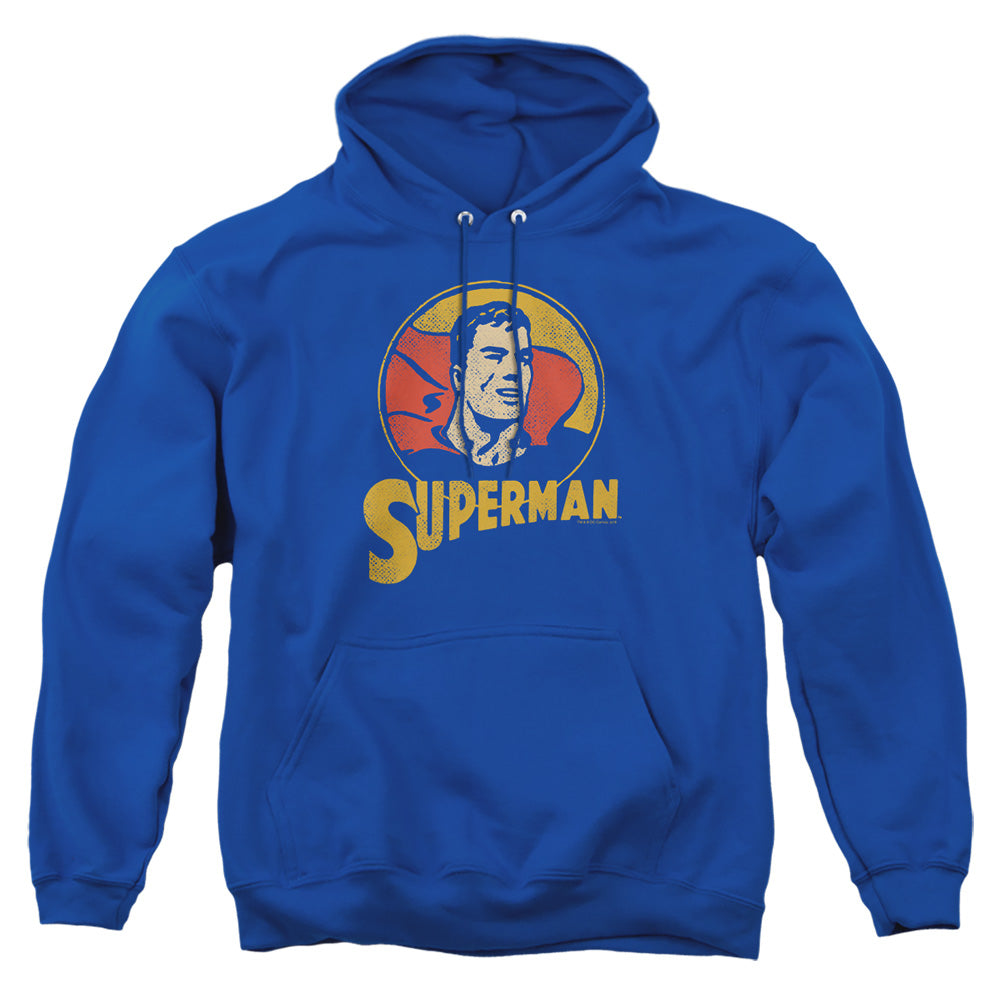 AN OFFCIALLY LICENSED DC SUPER CIRCLE ADULT UNISEX PULLOVER HOODIE ROYAL