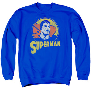 AN OFFCIALLY LICENSED DC SUPER CIRCLE ADULT UNISEX CREWNECK SWEATSHIRT ROYAL