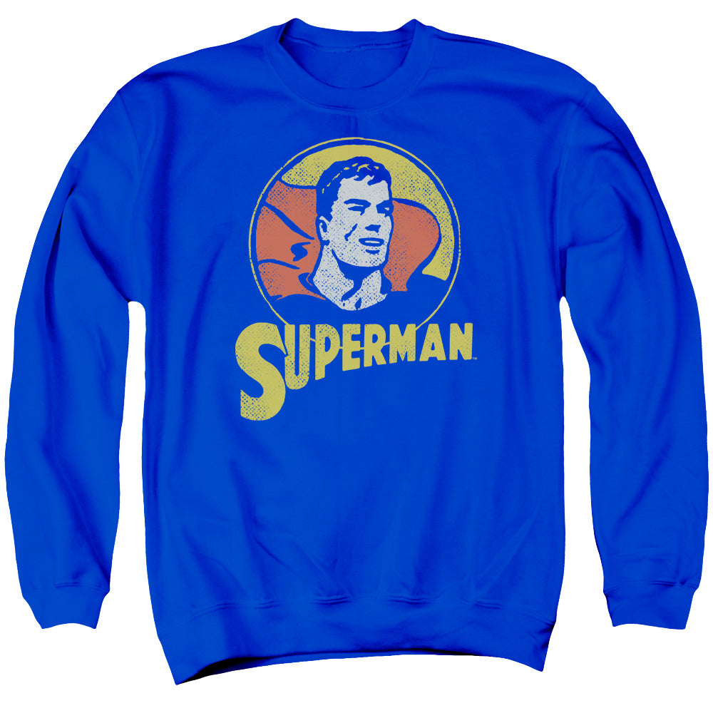 AN OFFCIALLY LICENSED DC SUPER CIRCLE ADULT UNISEX CREWNECK SWEATSHIRT ROYAL