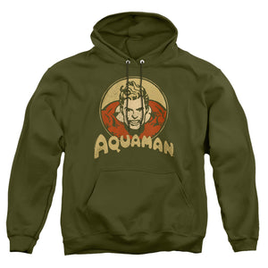 AN OFFCIALLY LICENSED DC AQUA CIRCLE ADULT UNISEX PULLOVER HOODIE MILITARY GREEN