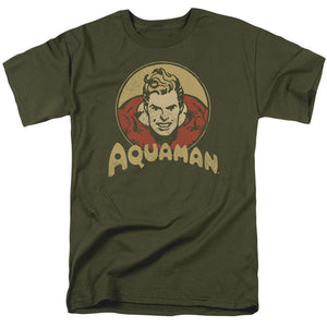 AN OFFCIALLY LICENSED DC AQUA CIRCLE MEN'S REGULAR FIT T-SHIRT MILITARY GREEN