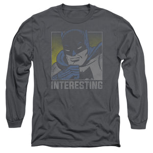AN OFFCIALLY LICENSED DC INTERESTING MEN'S LONG SLEEVE T-SHIRT CHARCOAL