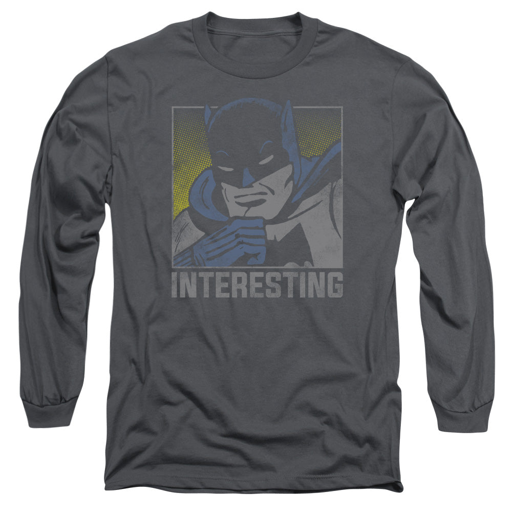 AN OFFCIALLY LICENSED DC INTERESTING MEN'S LONG SLEEVE T-SHIRT CHARCOAL