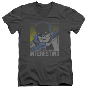 AN OFFCIALLY LICENSED DC INTERESTING MEN'S V-NECK T-SHIRT CHARCOAL
