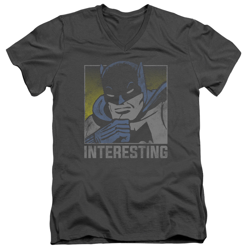 AN OFFCIALLY LICENSED DC INTERESTING MEN'S V-NECK T-SHIRT CHARCOAL