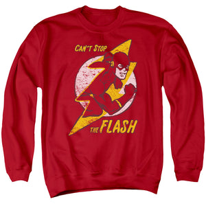 AN OFFCIALLY LICENSED DC FLASH FLASH BOLT ADULT UNISEX CREWNECK SWEATSHIRT RED