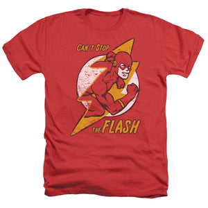 AN OFFCIALLY LICENSED DC FLASH FLASH BOLT MEN'S HEATHER T-SHIRT RED