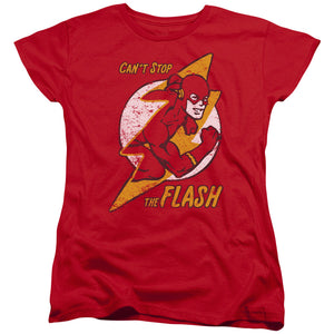 AN OFFCIALLY LICENSED DC FLASH FLASH BOLT WOMEN'S REGULAR FIT T-SHIRT RED