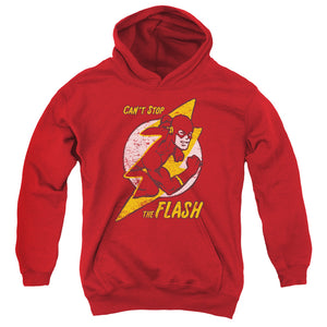 AN OFFCIALLY LICENSED DC FLASH FLASH BOLT YOUTH HOODIE RED
