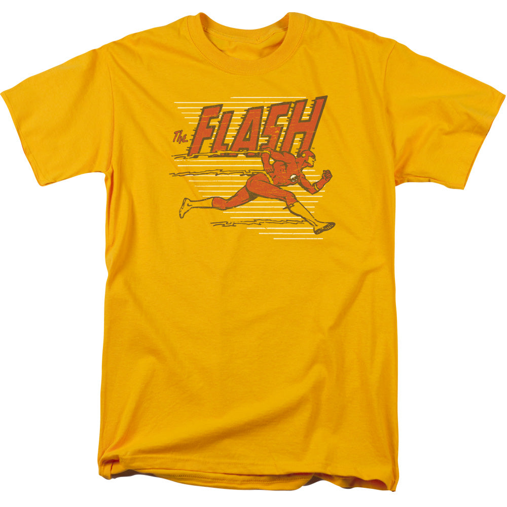 AN OFFCIALLY LICENSED DC FLASH SPEED LINES MEN'S REGULAR FIT T-SHIRT GOLD