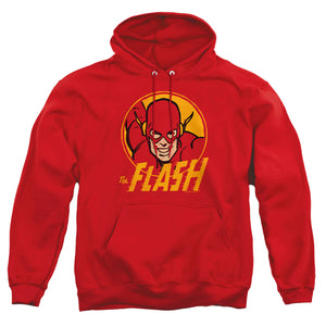 AN OFFCIALLY LICENSED DC FLASH FLASH CIRCLE ADULT UNISEX PULLOVER HOODIE RED
