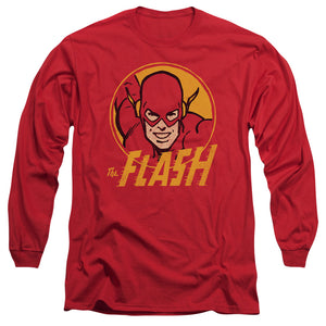 AN OFFCIALLY LICENSED DC FLASH FLASH CIRCLE MEN'S LONG SLEEVE T-SHIRT RED