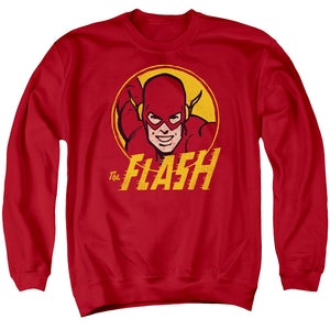 AN OFFCIALLY LICENSED DC FLASH FLASH CIRCLE ADULT UNISEX CREWNECK SWEATSHIRT RED