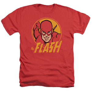 AN OFFCIALLY LICENSED DC FLASH FLASH CIRCLE MEN'S HEATHER T-SHIRT RED